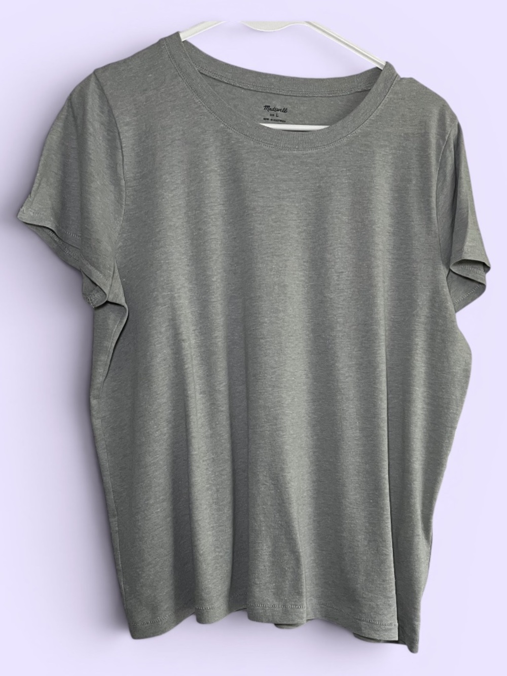 Madewell The Perfect Crewneck Gray Cotton Blend Tee Size Large